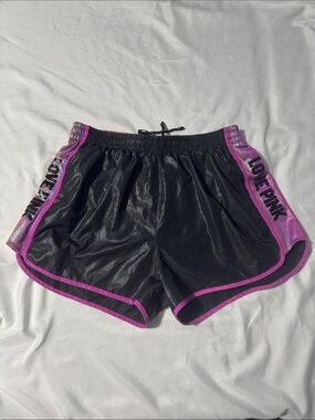 Victoria’s Secret PINK Athletic Shorts Medium Black & Metallic Pink Athleisure